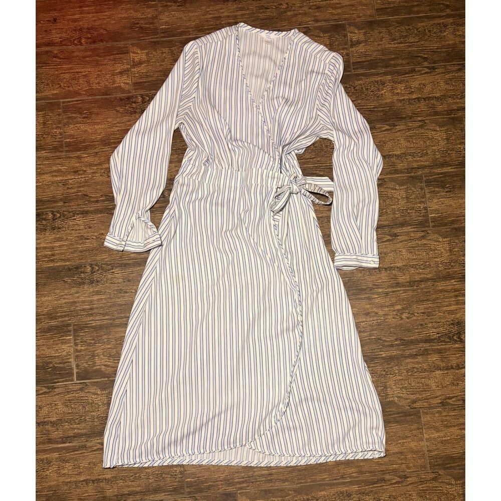 Time and Tru Striped Wrap Midi Dress - L